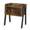 Modern Stacking Open Shelf Nightstand End Table in Medium Brown Wood Finish