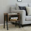 Modern Stacking Open Shelf Nightstand End Table in Medium Brown Wood Finish