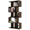 Modern Zig-Zag Bookcase with 5-Shelves in Dark Brown Finish