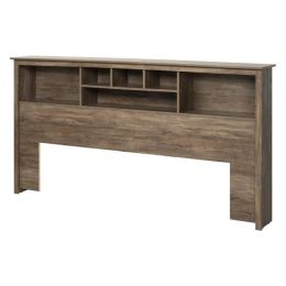 King size Bookcase Headboard in Drifted Gray Wood Finish