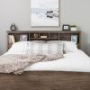 King size Bookcase Headboard in Drifted Gray Wood Finish