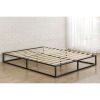 Queen size Modern 10-inch Low Profile Metal Platform Bed Frame with Wood Slats