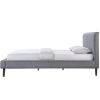 Queen size Mid-Century Platform Bed Frame with Gray Upholstered Headboard