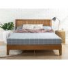 Queen Solid Wood Platform Bed Frame with Headboard in Medium Brown Finish