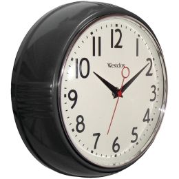 Westclox 9.5&quot; 1950&#039;s Retro Black Case Convex Glass Clock