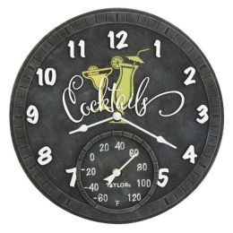 Taylor Precision Products 14-inch Clock With Thermometer (cocktails) (pack of 1 Ea)