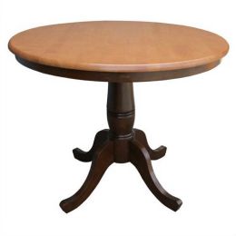 Round 36-inch Pedestal Dining Table in Cinnamon Espresso