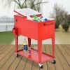 80 Quart Red Sturdy Rolling Steel Construction Cooler