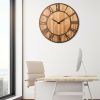 Round 30-inch Roman Numeral Silent Wood Metal Farmhouse Wall Clock