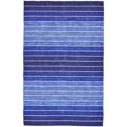 8' x 11' Striped Hand-Tufted Wool/Cotton Blue Area Rug