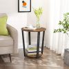 Farmhouse Rustic Round Side Table Nightstand End Table