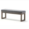 Modern Wood Frame Accent Bench Ottoman with Grey Upholstered Fabric Seat