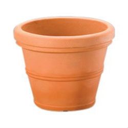 Weathered Terracotta 12-inch Diameter Round Planter in Poly Resin