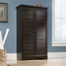 Multi-Purpose Wardrobe Armoire Storage Cabinet in Dark Brown Antique Wood Finish