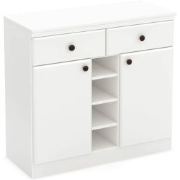 White Dining Room Sideboard Buffet Console Table with 2 Drawers