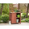 Outdoor Storage Solid Wood Cabinet Potting Bench with Hanging Lattice Trellis