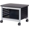 Under-Desk Printer Stand Mobile Office Cart in Black and Silver