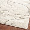 3'3 x 5'3 Shag Area Rug in Beige Off White with Scrolling Floral Pattern