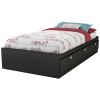 Twin size Platform Bed with 3 Storage Drawers in Black Finish