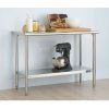 Stainless Steel Top Food Safe Prep Table Utility Work Bench with Bottom Shelf