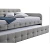 Gray Tufted Polyester Linen Twin Daybed with Trundle