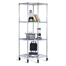 Heavy Duty 4-Tier Corner Storage Rack Shelving Unit with Casters