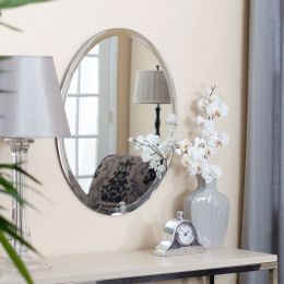 Oval 36-inch Frameless Beveled Vanity Wall Mirror