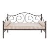 Twin Scrolling Metal Day Bed Frame in Contemporary Brushed Bronze Dark Pewter