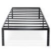Twin size Black Metal Platform Bed Frame with Headboard Attachment Slots