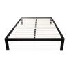 Twin size Modern Black Metal Platform Bed Frame with Wood Slats