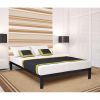 Twin size Modern Black Metal Platform Bed Frame with Wood Slats