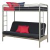 Twin over Full Futon Bunk Bed in Silver Metal Finish