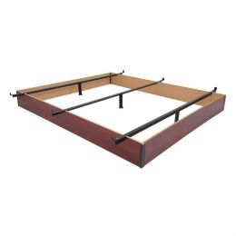 Twin size Hotel Style Metal Bed Frame Base with Cherry Wood Floor Panels