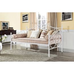 Twin White Metal Daybed with Scrolling Final Detailing - 600 lb Weight Limit