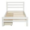 Twin size White Low Profile 2 Drawer Storage Platform Bed