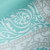 Twin / Twin XL Aqua Teal Turquoise Blue White Modern Damask Comforter Set