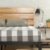Twin size Heavy Duty Metal Platform bed Frame with Wood Slats and Headboard