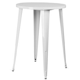 White 30-inch Round Outdoor Metal Bar Bistro Patio Table