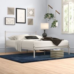 Contemporary Tubular Steel Painted White Platform Bed (Full)