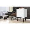 White Modern Mid-Century Style 2-Drawer Side Table Nightstand