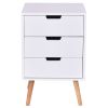 Modern Mid-Century Style 3-Drawer White Wood End Table Nightstand