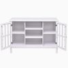 White Wood 43-inch TV Stand with Glass Panel Doors