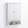 White 2-Door Bathroom Wall Cabinet with Open Storage Shelf
